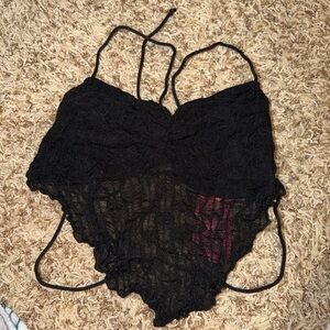 SHEIN Black Lace Sheer Chemise with Spaghetti Straps